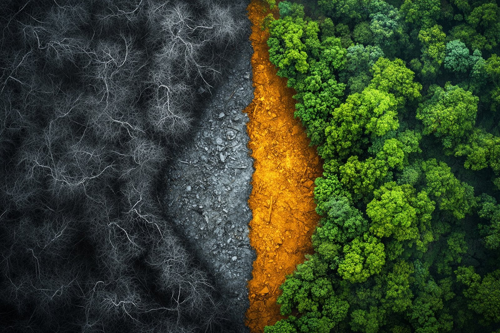 An aerial view of deforestation: clear-cut areas versus lush forests. --chaos 10 --ar 3:2 --stylize 300 --v 6.1 Job ID: bc5693e1-2f91-4d13-a016-26576b21425c